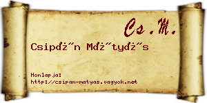 Csipán Mátyás névjegykártya